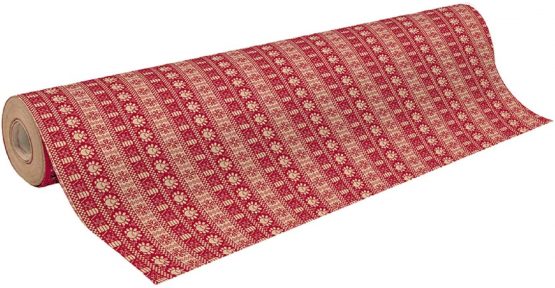 Clairefontaine Recycled Kraft Long Roll, 50 m x 0.70 m - Red Fair isle Christmas