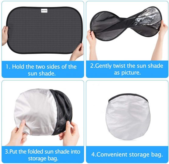ADORIC 4Pack Car Sun Shades for baby, Car Window Blinds for kids - 2 Pack 50 * 37 cm Plus 2 Pack 50 * 31 cm, Blocks Over 98% of Harmful UV - Image 2