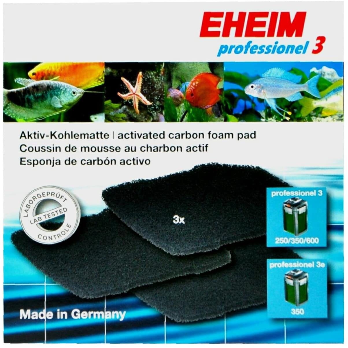 Eheim Prof 3 250/350/600/E 350 Carbon Pads, 3-Piece, Multicoloured