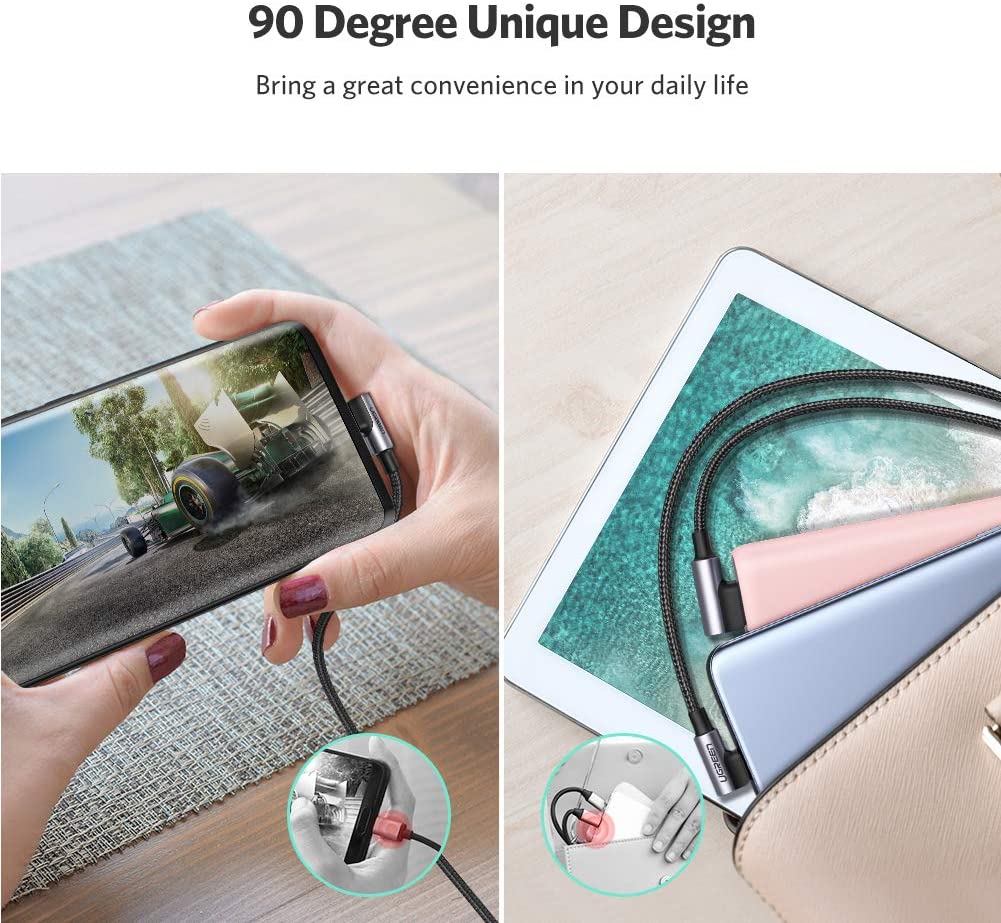 UGREEN USB to USB C Cable Right Angle 3A 90 Degree USB C Charger Cable Fast Charging Compatible with iPhone 17/16/15 Pro Max Galaxy S25 S24 Ultra A53 Pixel 9 8 Redmi Note 11 Huawei P60 P50 Pro (0.5M) - Image 2