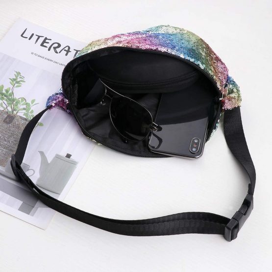 TENDYCOCO Fanny Packs Mermaid Colorful Sequins Waist Bag Multi-Functional Sling Bag for Women - Image 3