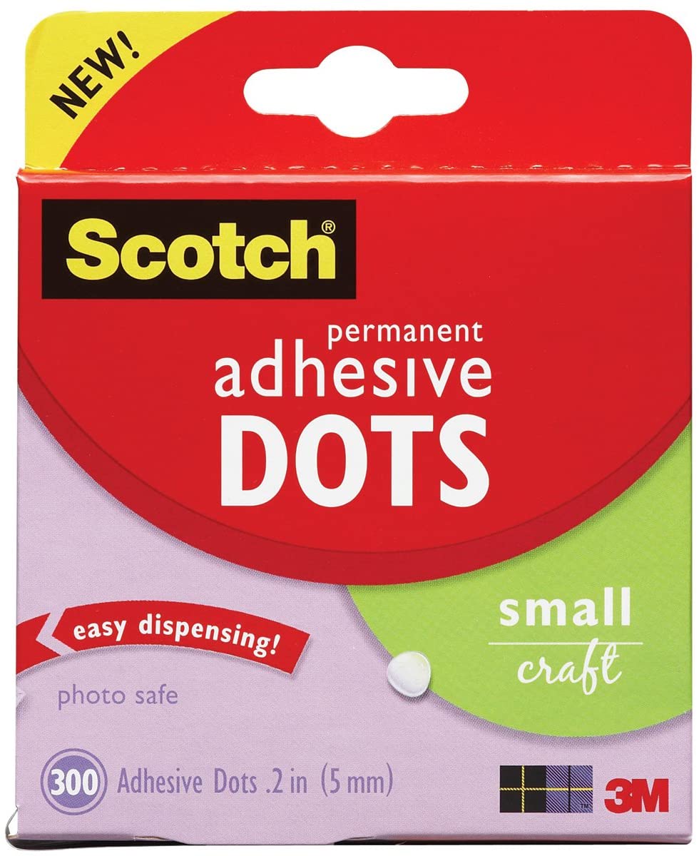 3M Scotch Permanent Adhesive Dots-Small Craft, Transparent