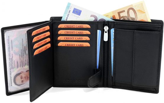 Black Leather Wallet Made from Real Leather RFID Blocking - Image 2