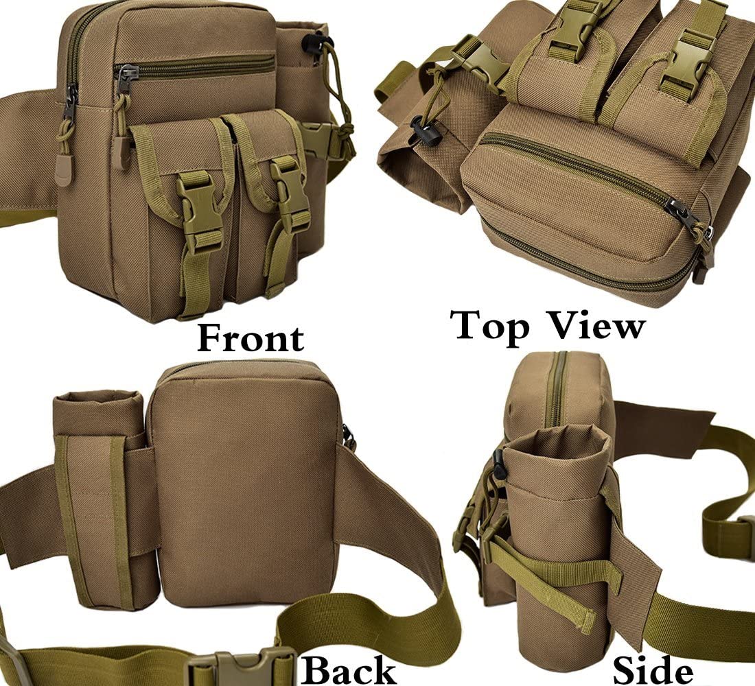 Rullar Hiking Waist Fanny Pack With Water Bottle Holder Tactical Drop Leg Bag Tackle Storage Bags & Wraps Running Waist Hip Belt Bag Motorcycle Bike Pouch Shoulder Bag Camouflage - Image 3