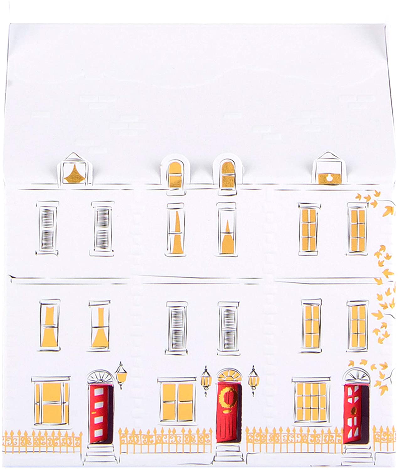 Hallmark Christmas Luxury Boxed Cards Pop up Town Houses - Pack of 5, White