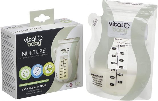 Vital Baby Nurture Easy Pour Breast Milk Storage Bag, Milk Pouch, 30 Pack, Non Spill, Leak Proof, 250ml, 9oz, Breastmilk, BPA Free, Pre-Sterilised, Ready to Use, Freezer Safe - Image 2