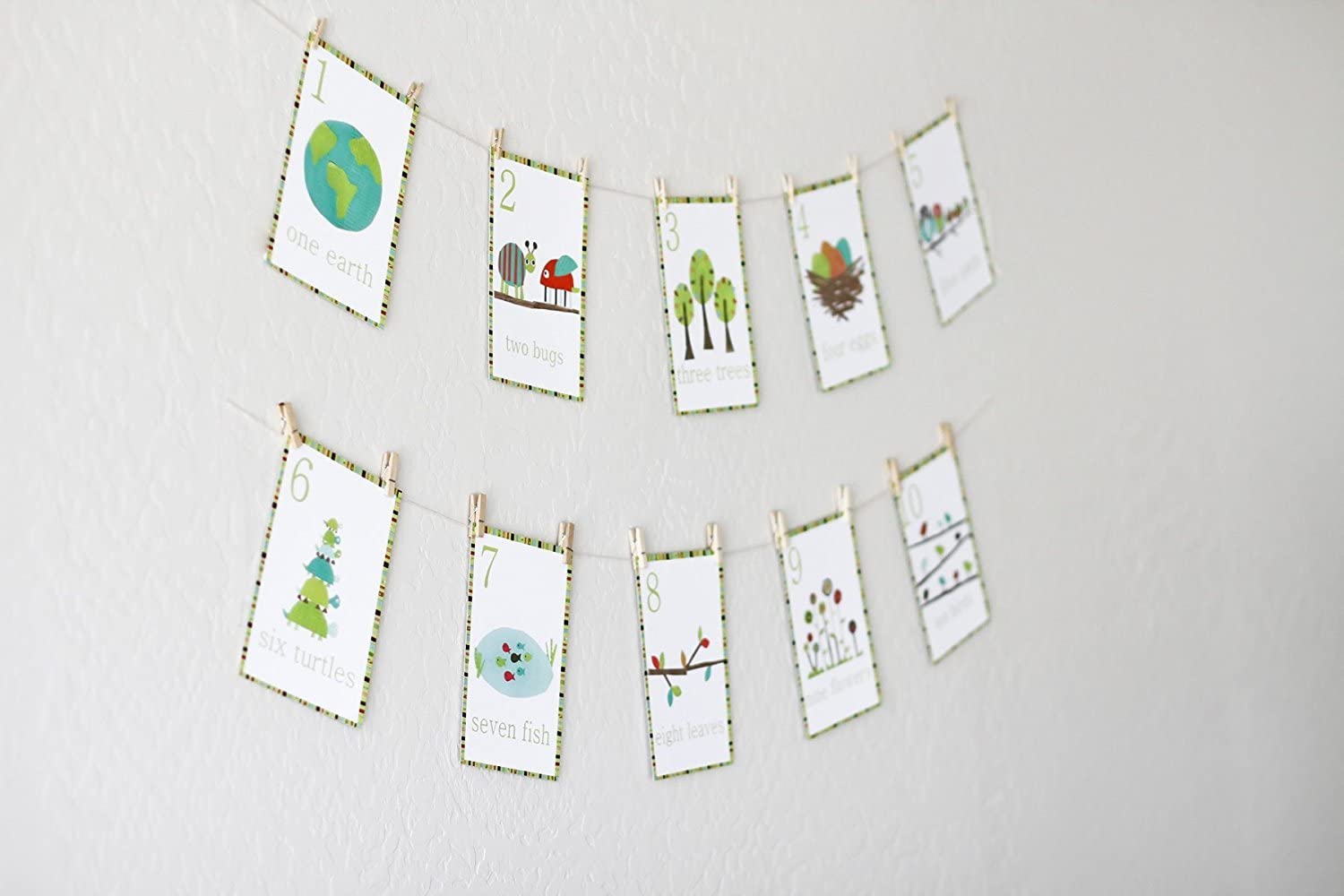 Woodland Number Counting Wall Cards in English, Set of Ten 5x7 Wall Art Prints, Forest Animal Nursery Wall Art Decor - Image 3