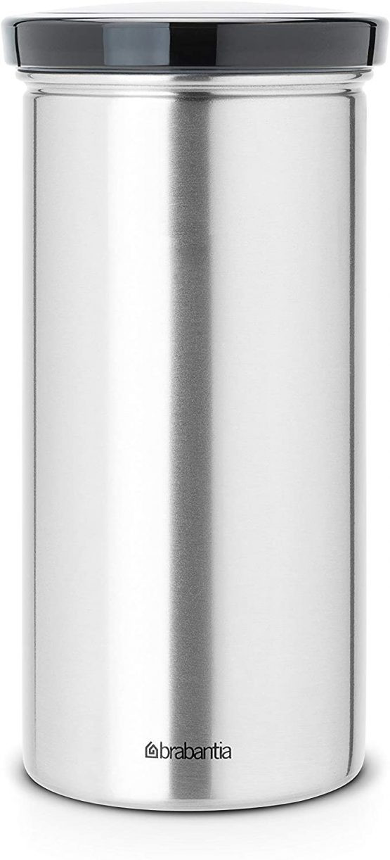 Brabantia 476228 Senseo Coffee Pad Storage Jar- Fingerprint Proof Matt Steel Black Lid
