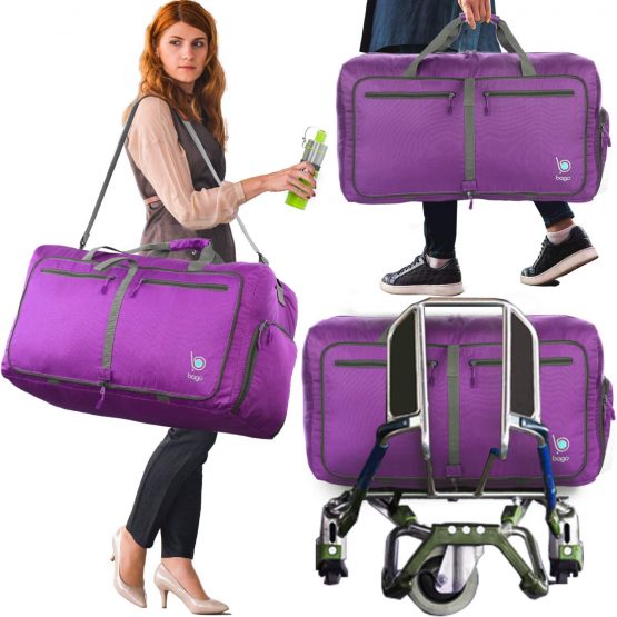 Bago 60L Duffle Bags for Men & Women - 23" Foldable Travel Duffel Weekender Bag (Black) - Image 3