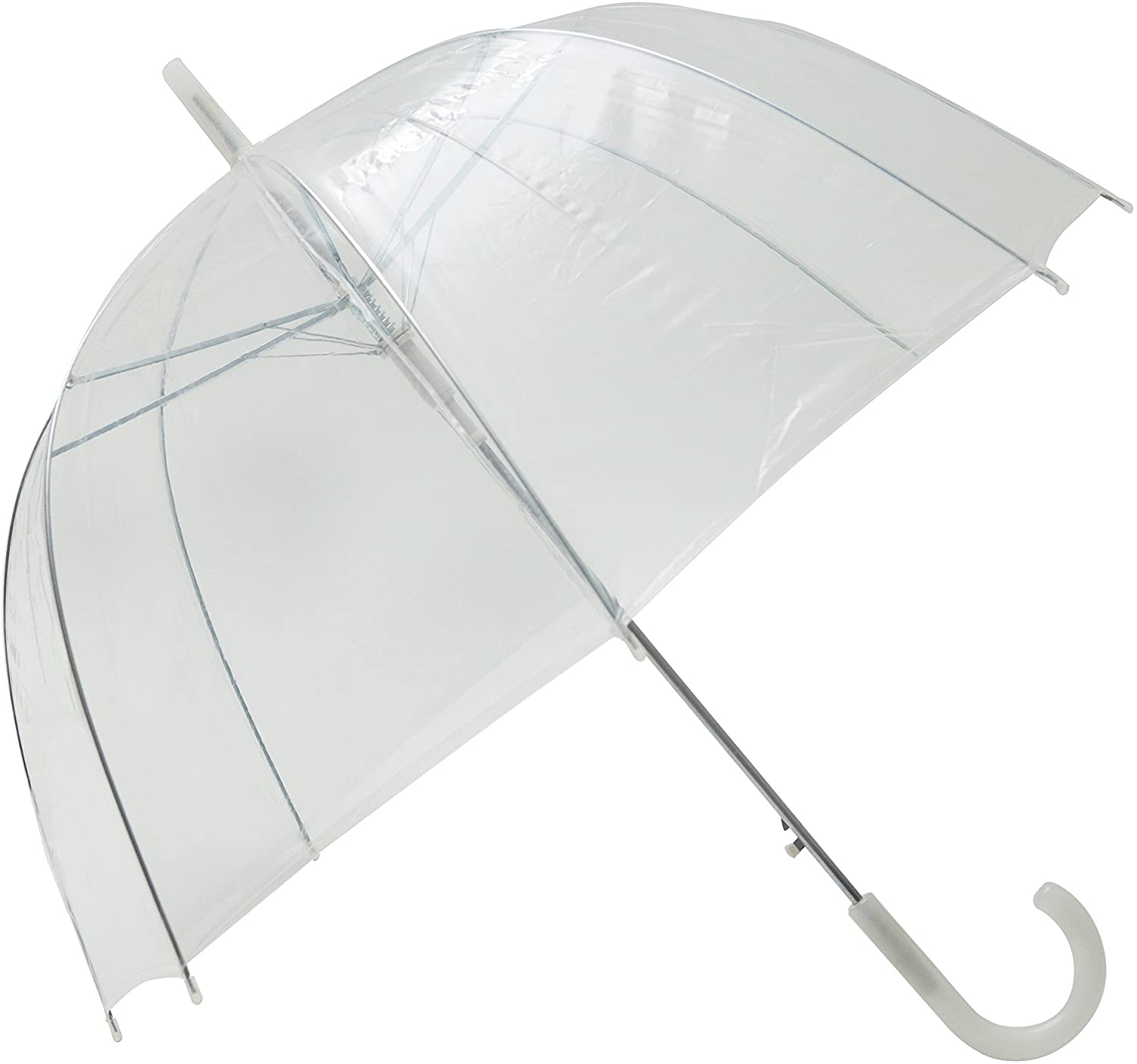SMATI Women's Umbrella, Long Transparent Dome (Birdcage) Shape, Automatic Opening, 85 cm Diameter