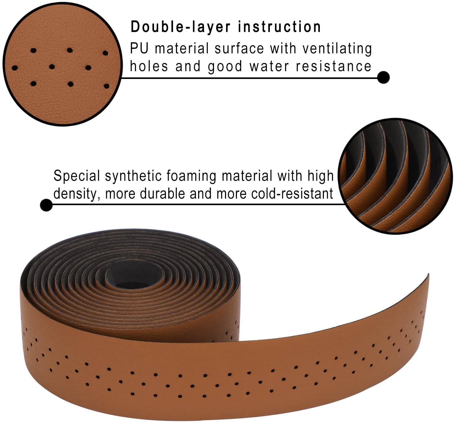 TOPCABIN 2 Rolls Bicycle Handlebar Tapes Camouflage Series Comfort GEL Road Bike Handlebar Tape Bike Bar Tape with Reflective Bar Plugs ((PU a pair) Brown) - Image 3