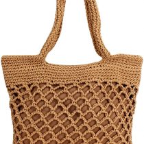 Millya Women Handmade Straw Tote Bag Woven Crochet Top-handle Bag Vacation Beach Handbag