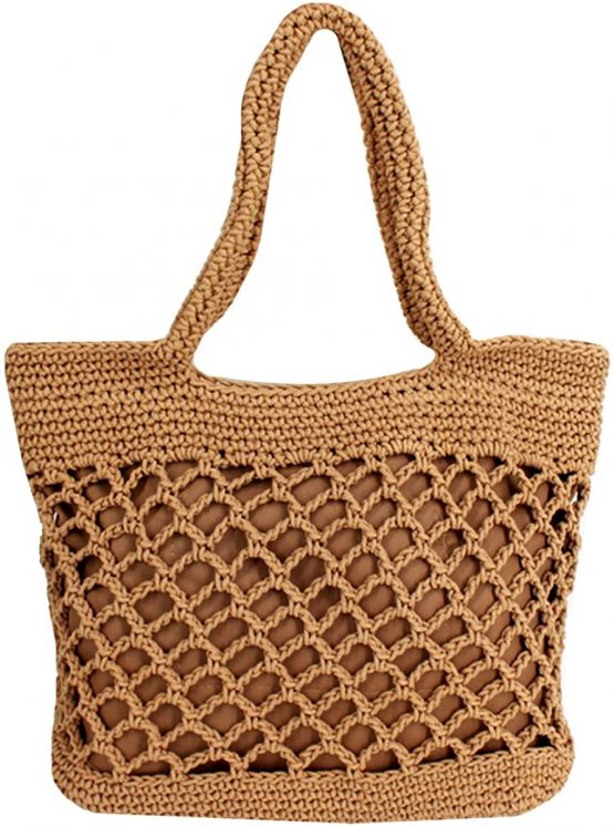 Millya Women Handmade Straw Tote Bag Woven Crochet Top-handle Bag Vacation Beach Handbag