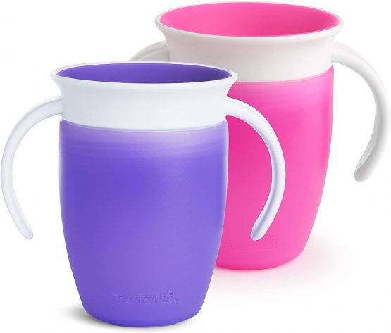 Munchkin Miracle 360 Trainer Cup, 2 Pack, Pink/Purple