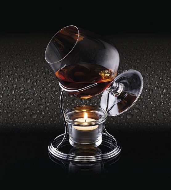 BarCraft BCBWARMER Brandy Warmer Gift Set with Glass and Stand, Metal - Image 2