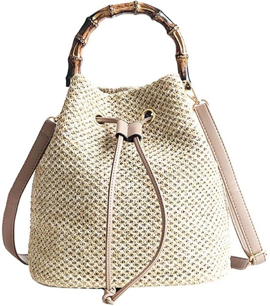 Millya Women's Summer Straw Beach Handbag Shoulder Bags Flower Decor Tote Bag Woven Beach Top-Handle Bag