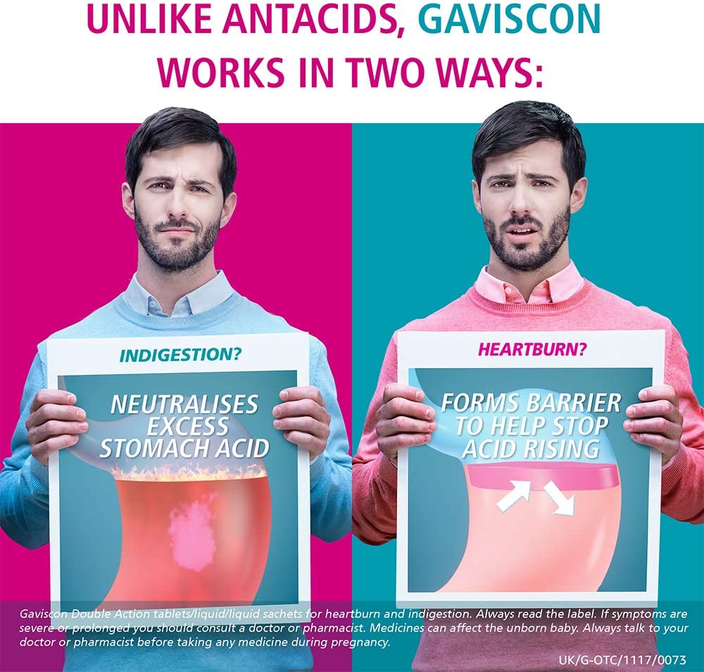 Gaviscon Double Action, Chewable tablets, Mint Flavour, flavour, 48 tablets, Heartburn & Indigestion, Fast powerful relief - Image 2