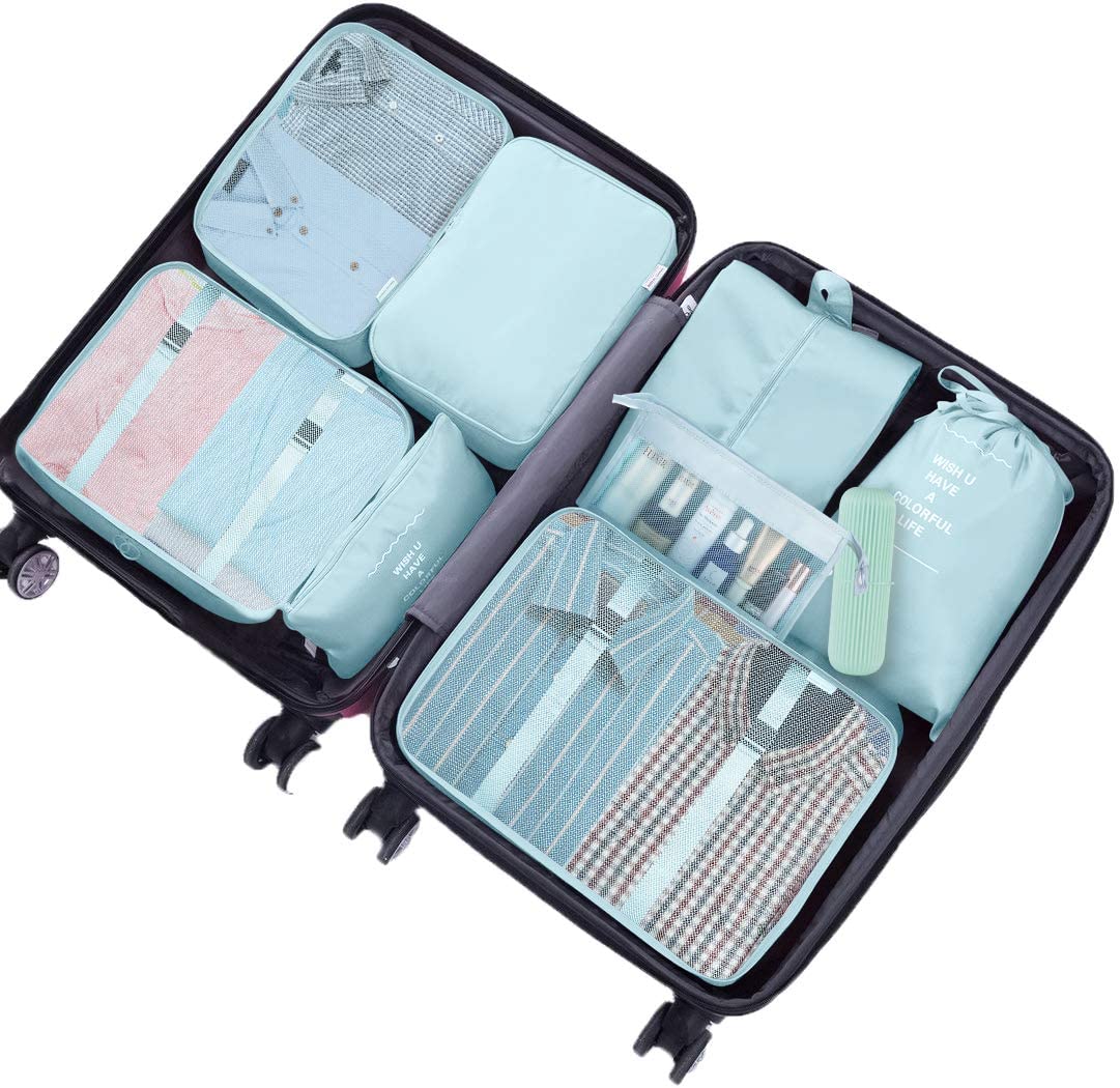 Packing Cubes for Suitcase,Geediar 9 PCS Travel Luggage Packing Organizers Waterproof Travel Essentials Clothes Shoes Cosmetics Toiletries Storage Bags(b-Blue)… - Image 2