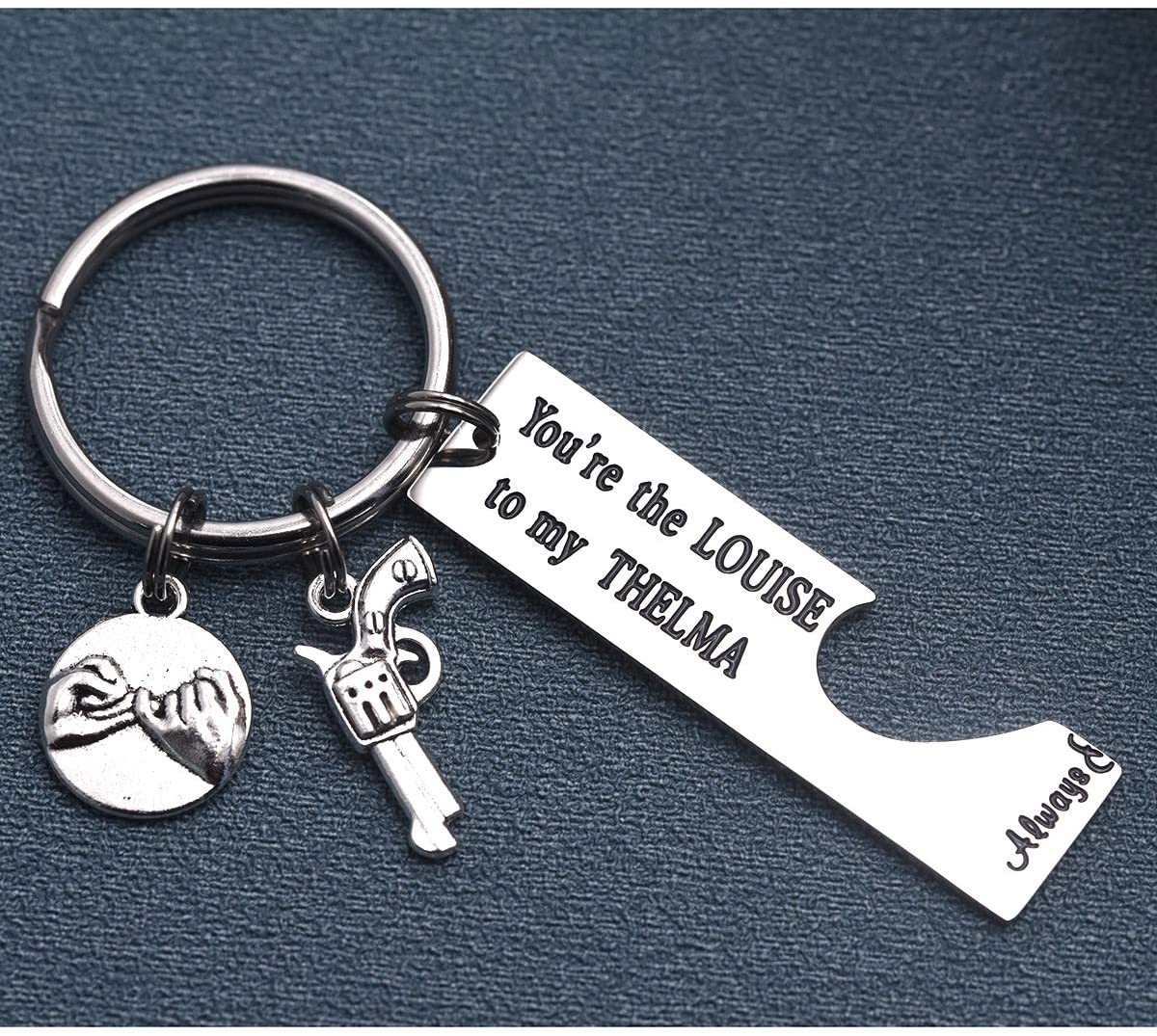 LParkin Friendship Gifts Best Friend Rings for 2 Cute Keyring You Are The Thelma To My Louise Moving Away Friendship Thelma Louise Keychain - Image 3
