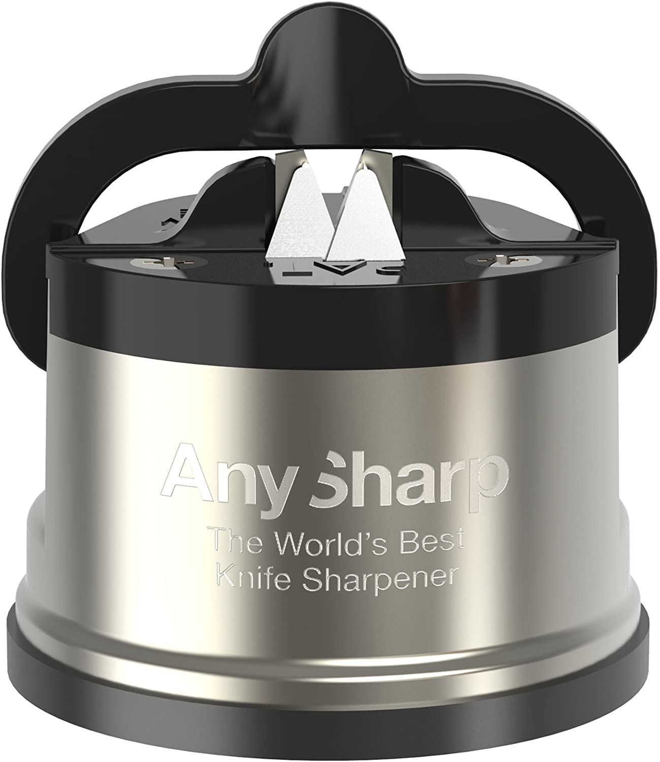 AnySharp Pro Metal World’s Best Knife Sharpener with Suction, Brushed