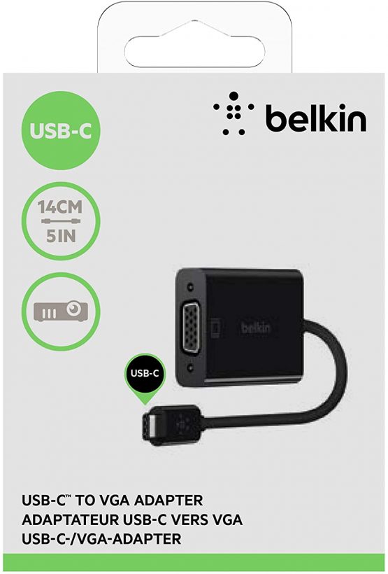 Belkin F2CU037btBLK USB-C to VGA Adapter (USB-IF Certified, Compatible with MacBook, MacBook Pro), Black - Image 4