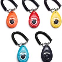 Toozey dog clicker, 5 pieces of clickers with wrist strap, clicker with large button, 5 colours, bonus E-book