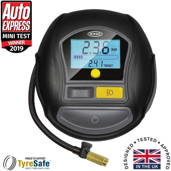 Ring Automotive Ring RTC1000 12V Rapid Preset Digital, Air Compressor Pump, 2 min Tyre Inflation, LED Light, Carry Case, Valve Adaptors - Image 2
