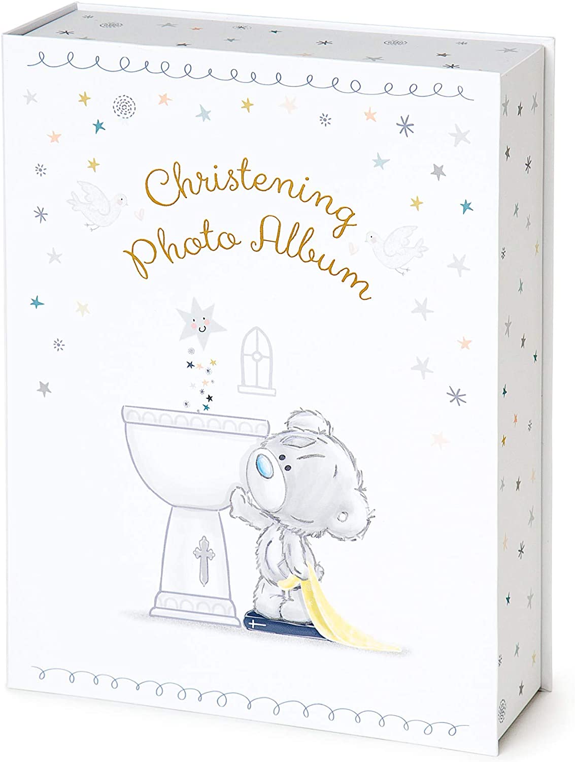 Me to You Tiny Tatty Teddy Baby Christening Photo Album Gift Boxed - Holds 160 Photos - 6 x 4" AGB92027, Blue,gold,grey - Image 2