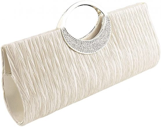 Tskybag Womens Tote Bag Ladies Crystal Diamante Clutch Purse Bridal Wedding Evening Party Handbag Black White Silver Wallet