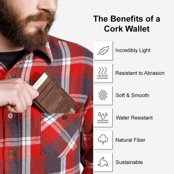 Corkor Minimalist Vegan ID Case RFID Men Women Sustainable Non-Leather Cork Gift , Dark Brown, Small - Image 3