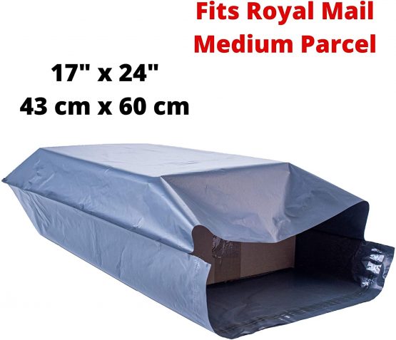 Large Plastic Postage Bag Large Size 17" x 24" (43cm x 60cm) Grey Mailing Bags for Posting and Packaging Extra Strong Envelopes - Mail Postal Polythene Self Seal Bags- Clothes Delivery Packing (5)