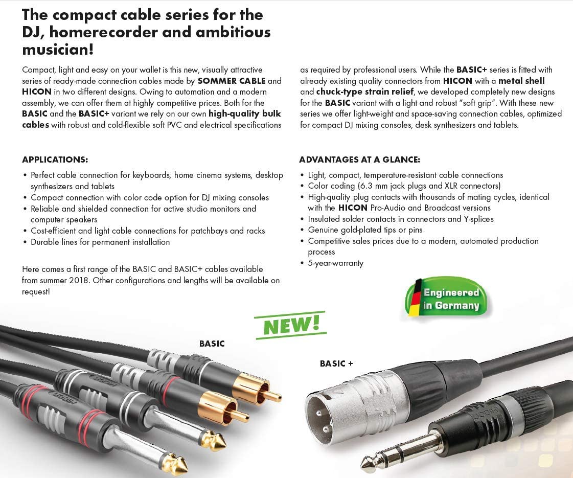 Sommer Cable HBP-3SC2-0090 Y-Cable RCA Phono 0,9m - Insert Cable, Black - Image 2