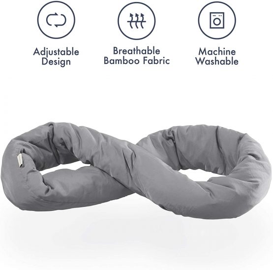 Huzi Infinity Pillow - Home Travel Soft Neck Scarf Support Sleep Nap (Grey) - Image 3