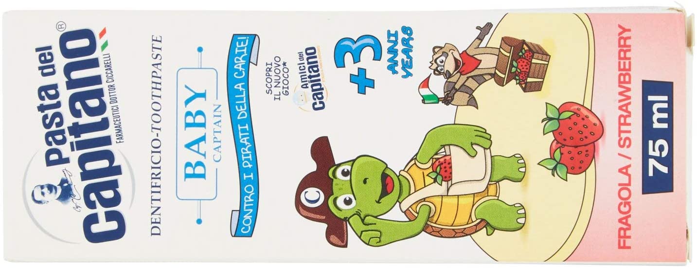 Pasta del Capitano Baby/Junior Plus 3 Years Toothpaste, Strawberry, Baby Strawberry, 75 ml (Pack of 1) - Image 3