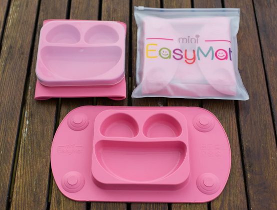 EasyMat Mini Portable Silicone Baby Suction Plate by EasyTots | Lid and Carry Case Included | Travel Friendly | Perfect Placemat for High Chair Feeding & Baby Led Weaning (Dino) - Image 3