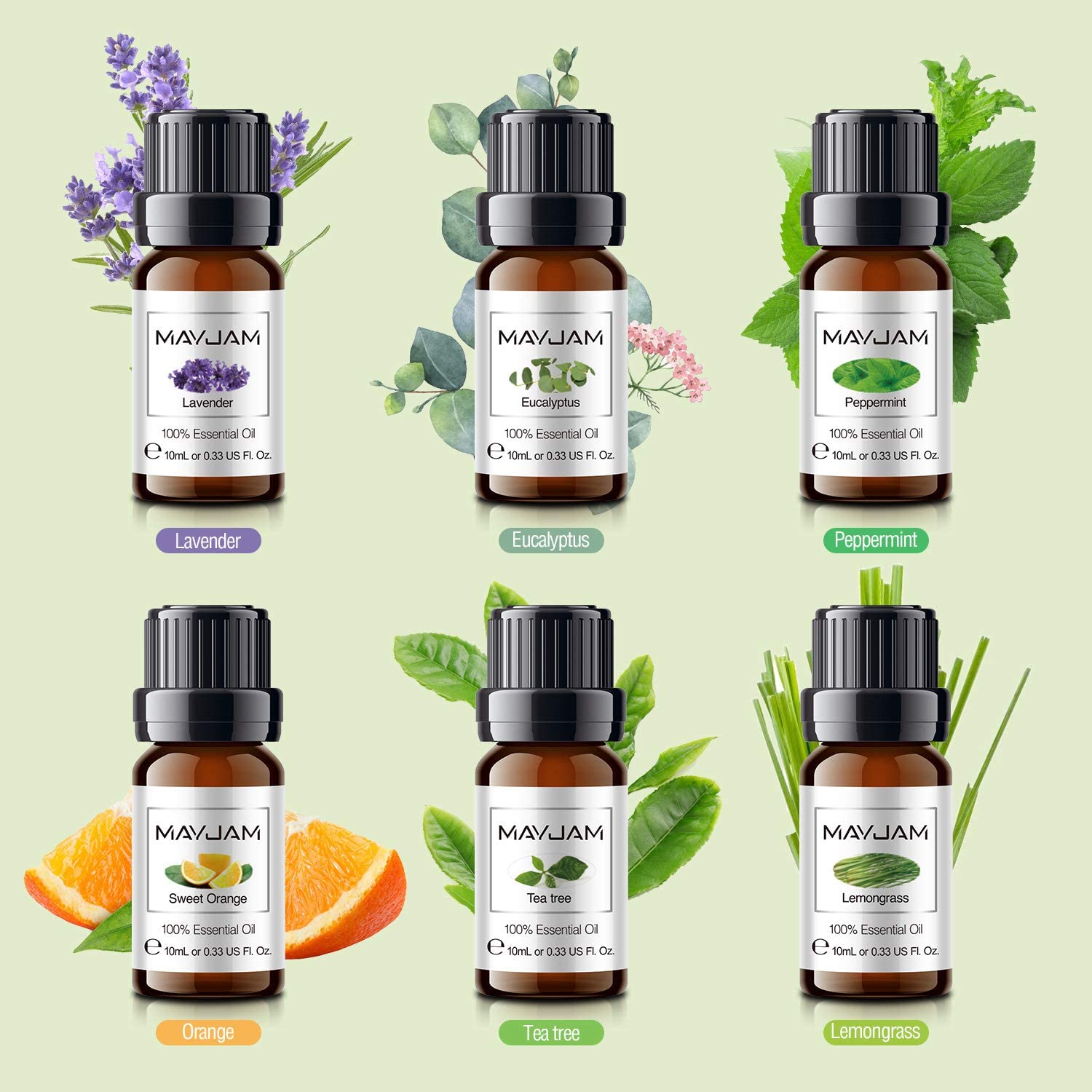 MAYJAM Essential Oils Gift Set, Pure Essential Oil Set for Diffuser for Home Aromatherapy, Humidifier, DIY, Eucalyptus - Image 2