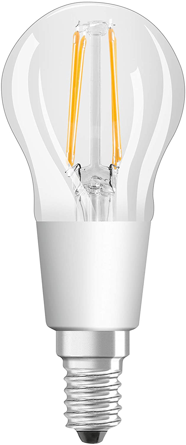 Osram Drop Shape Star+ GLOWdim Classic P LED Lamp, Glass, Warm White, E14, 5 W, Set of 1