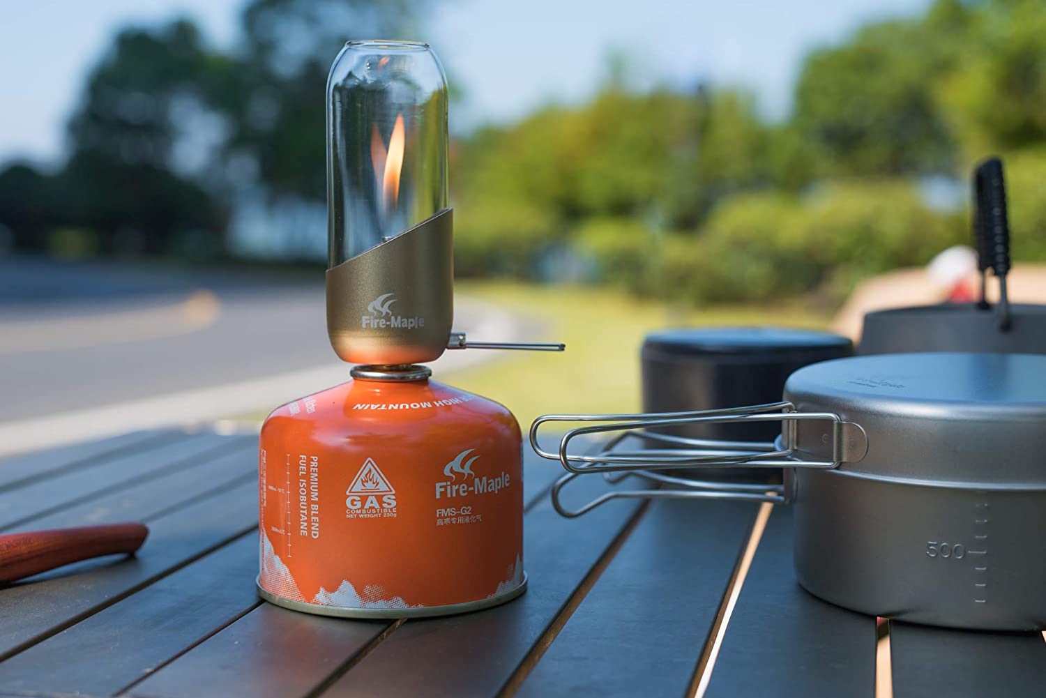 Fire-Maple Orange Camping gas lantern lamp made of stainless steel