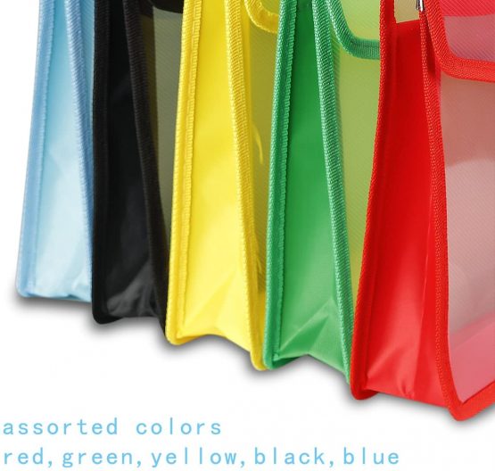 A4 Plastic Wallets, 5 Pcs Popper Wallet Plastic Document Folder Premium Pockets Files Envelope for School Office Home, with Snap Closure and Card Slot - Image 2