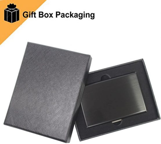 Enyoir Slim RFID Credit Card Protector Wallet, Block Identity Thieves, Stainless Steel Aluminum Metal Holder Case with 6 PVC Slots (Black) - Image 2