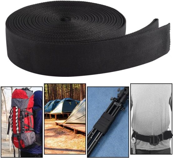 Jalan 50mm x 11 yards Nylon Heavy Webbing Straps with 10 Pack Buckles for DIY Craft, Backpacks strapping, Harnesses, Slings, Dog Collars, Tow Ropes - Black - Image 2