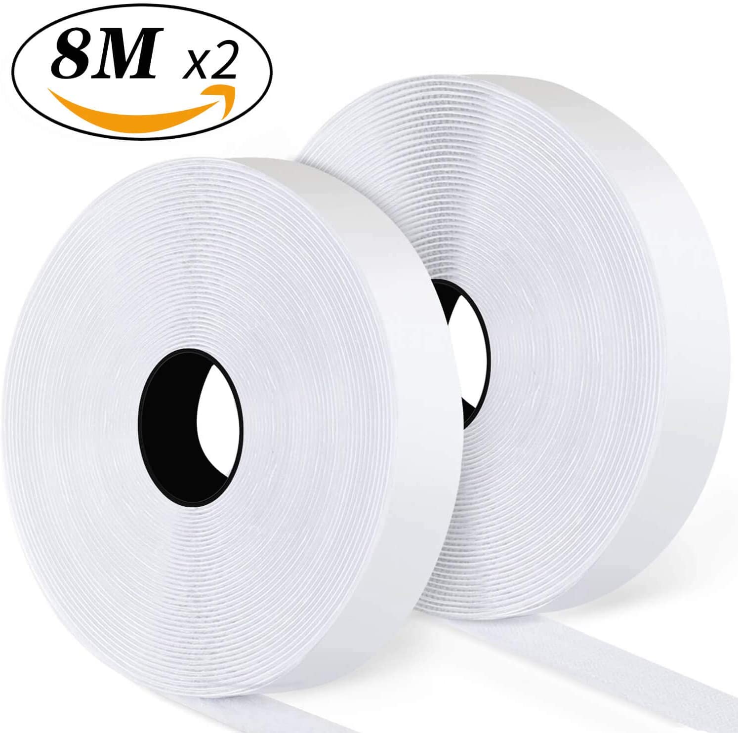 Blooven Hook and Loop Strip Tape 8 Meter Self Adhesive Sticky Back Fastening Tape 20 mm Wide (20 mm x 8 m, White) - Image 2