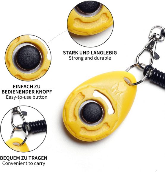 Toozey dog clicker, 5 pieces of clickers with wrist strap, clicker with large button, 5 colours, bonus E-book - Image 4