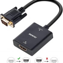 HDMI to VGA Adapter, BENFEI Female HDMI Input to Male VGA Output Adapter with 3.5mm Audio Jack Compatible for TV Stick, Computer, Laptop, Monitor, Projector, Raspberry Pi, Roku, Xbox and More - Black