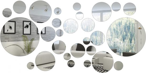 32 Pieces Removable Acrylic Setting Wall Sticker Decal for Home Living Room Bedroom Decor (Round Circle, 32 Pieces)