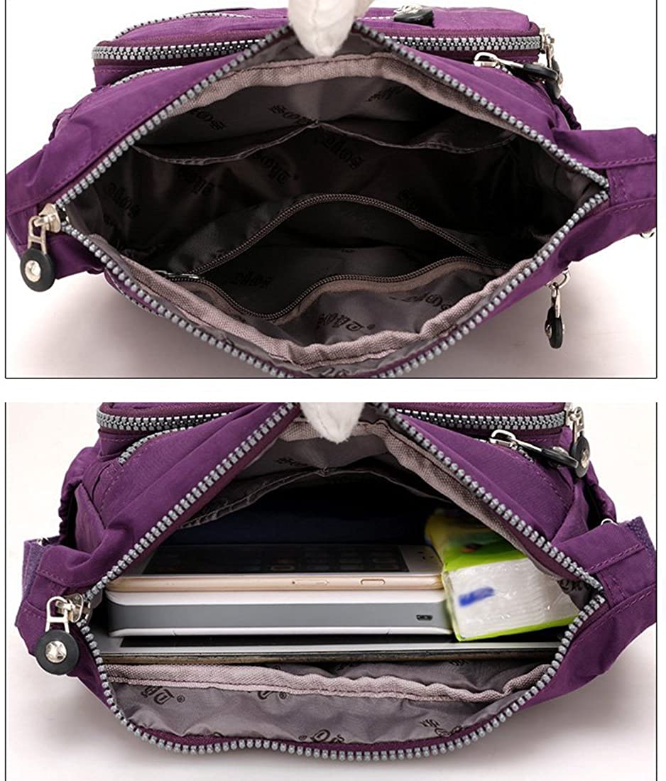 YYW Womens Multi Pocket Casual Cross Body Bag Travel Bag Messenger Handbag for Shopping Hiking Daily Use (Grey) - Image 3