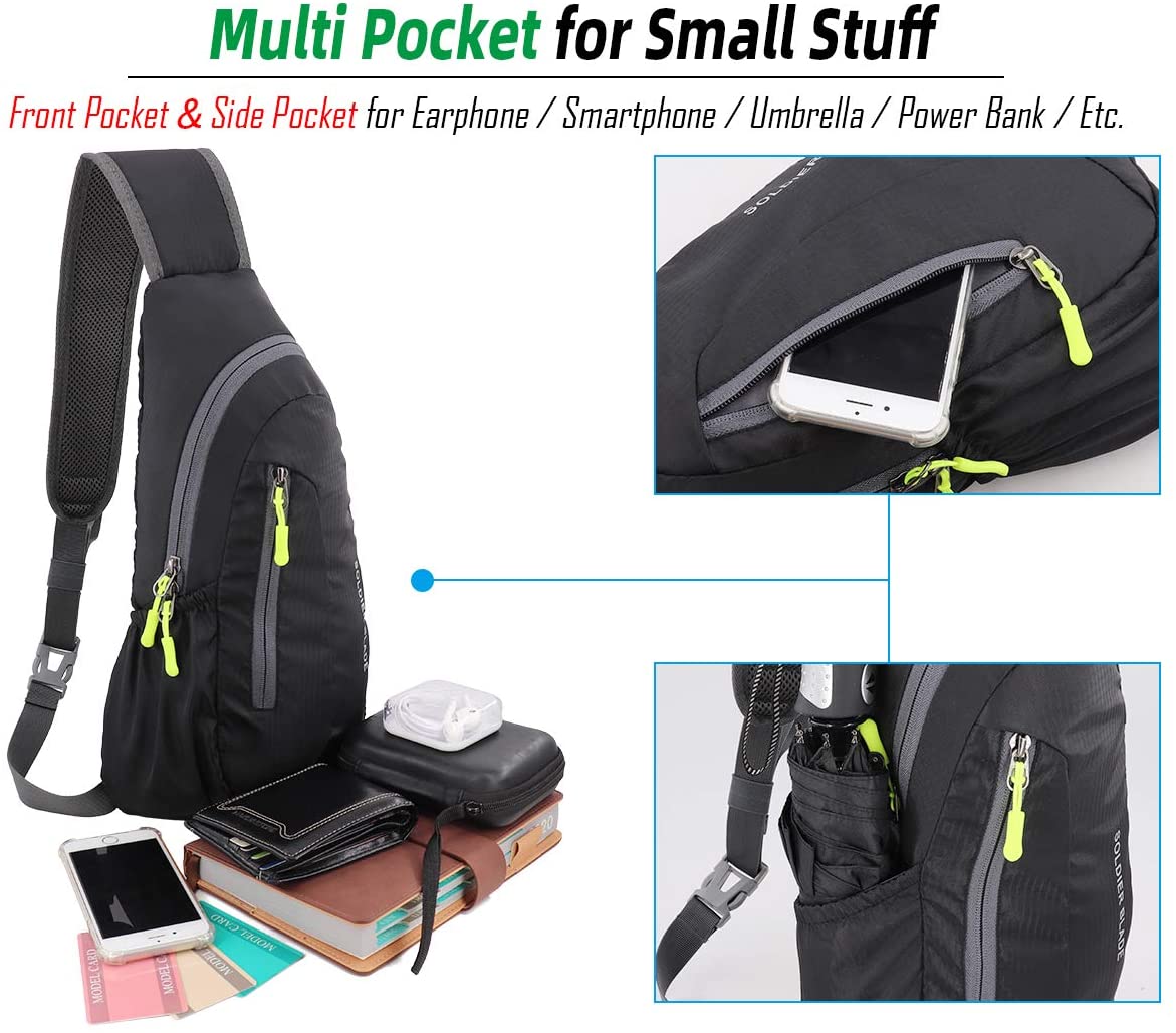 Gisdanchz Waterproof Nylon Backpack Bag Chest Crossbody Men Women for Sport, Sb - Black, 41*21*10cm - Image 2