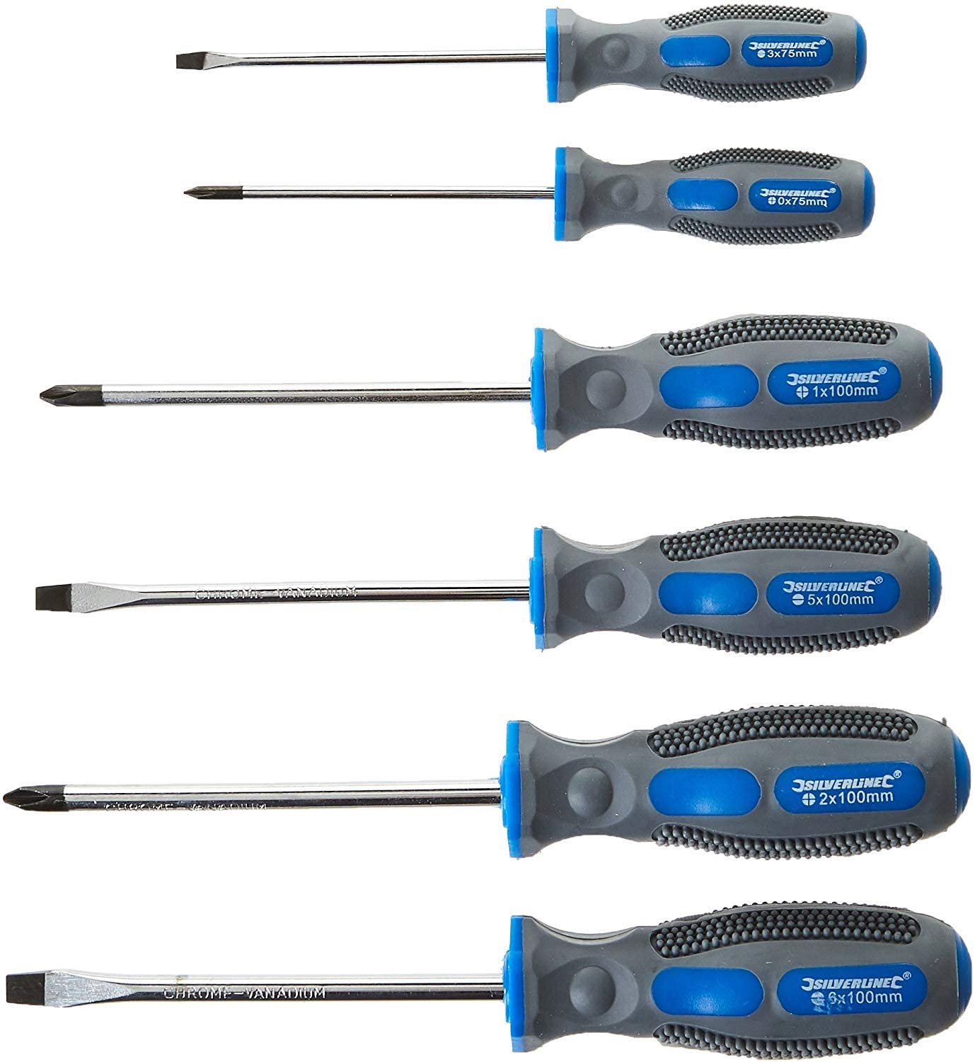 Silverline General Purpose Screwdriver Set 6pce (546524), Blue & Grey