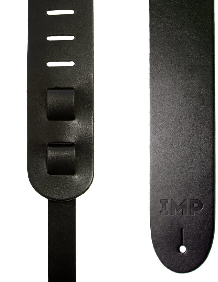 IMP Real Leather Guitar Strap Black High Quality Genuine Leather