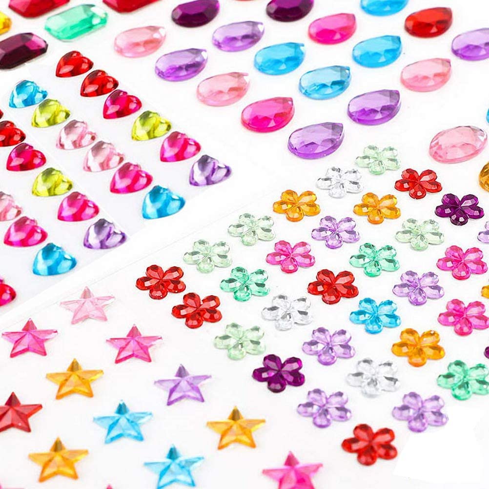 kuou 9 Sheets Self-Adhesive Rhinestone Stickers, Assorted Shaped ...